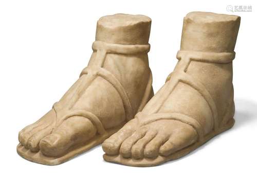 A pair of modern marble Roman style feet, after the antique ...