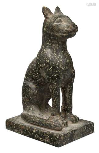 An Egyptian style granite model of a cat, 20th century, with...