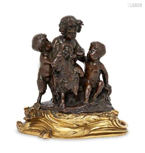 A French bronze group of the infant Bacchus, mid-19th centur...