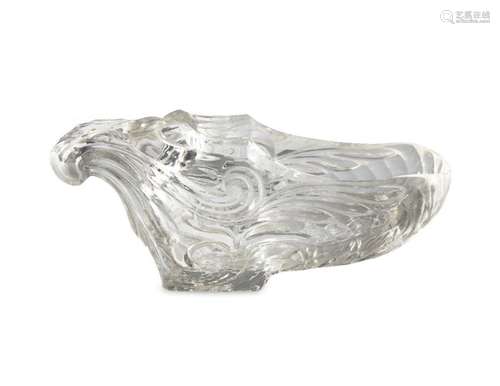 A carved rock crystal cup, second half 20th century, of oval...