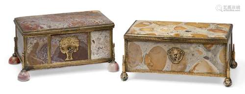 Two gilt-metal mounted agate boxes, French or German, early ...