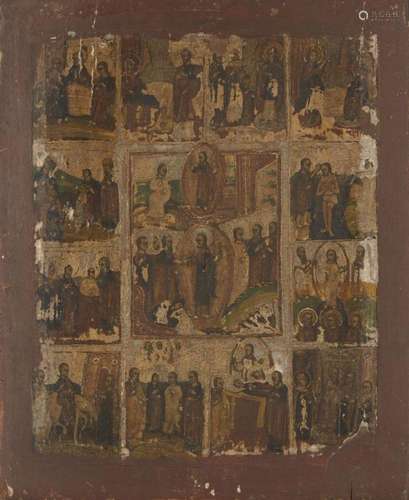 A Greek icon, 18th /19th Century, featuring the Resurrection...