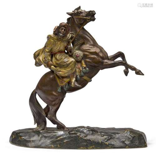 An Austrian cold-painted bronze model of an Arab on horsebac...