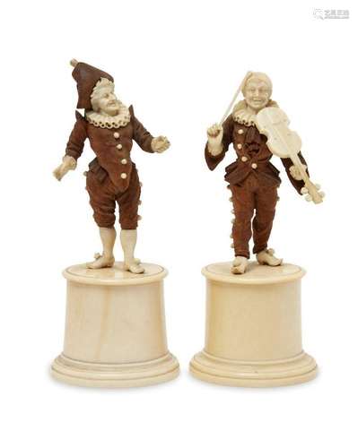 A pair of German ivory and softwood itinerant entertainers, ...