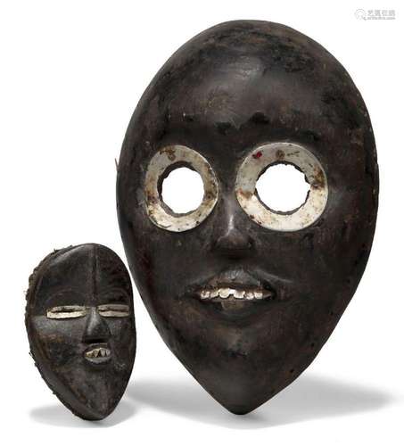 A Dan mask, Ivory Coast, 20th century, of oval form with sty...