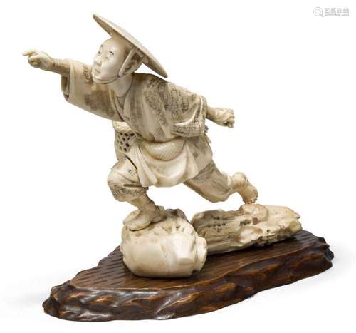 A Japanese ivory figure of a man, Meiji Period(late 19th-ear...