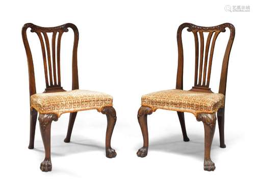 A pair of George II mahogany side chairs, circa 1750, in the...