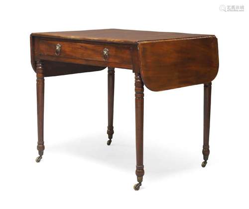 A mahogany Pembroke table, c.1820, with two drop leaves, fit...