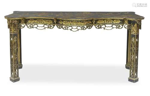 A George III black and gilt Japanned side table, in the Chip...