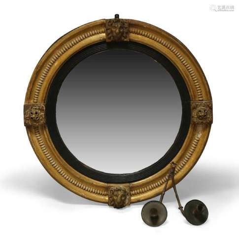 A Regency girandole gilt framed mirror, early 19th century, ...