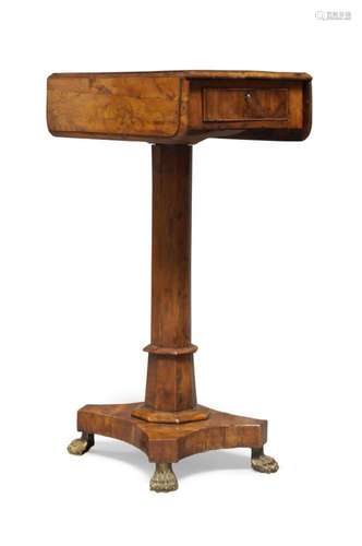 A yew wood pedestal Pembroke table, early 19th century and l...