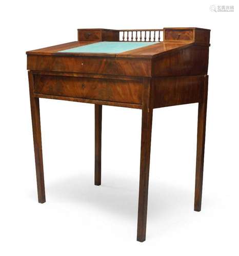 A mahogany slope front desk, probably continental, late 19th...