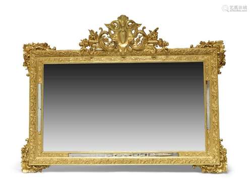 A Victorian style gilt and gesso edged wall mirror, of recen...