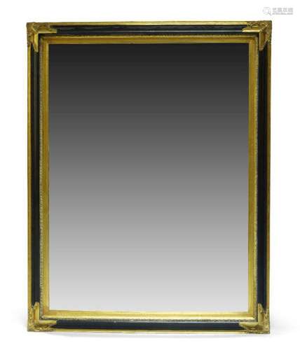 A large gilt and ebonised frame rectangular wall mirror, 20t...