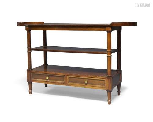 An Edwardian style mahogany three-tier what-not, of recent m...