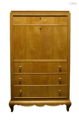 An Art Deco style satin birch secretaire, in the manner of R...