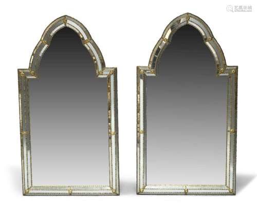 A pair of Venetian style arched mirrors, late 20th century, ...