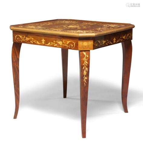 An Italian marquetry inlaid games table, of recent manufactu...