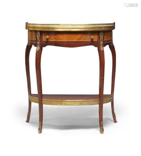 A Louis XV style kingwood veneered marble topped side table,...