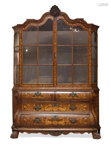 A Dutch walnut and marquetry cabinet; probably late 18th cen...