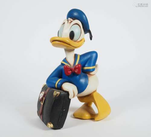 FIGUR, Disney, 1980er Jahre, Donald Duck mit Koffer/ suitcas...
