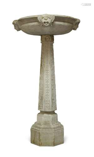 An Italian carved marble font, 19th century, the round basin...