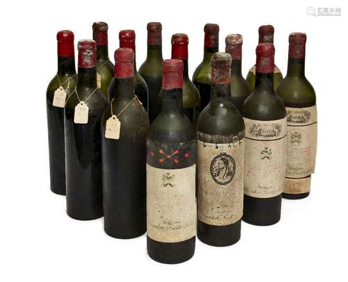 Chateau Mouton Rothschild, Pauillac: two 1949 bottles, no. 1...