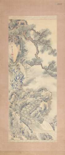 黄山寿 长夀图 设色绢本立轴