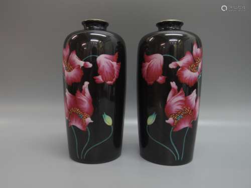 A Pair of Colour Enameled Vase from Qing