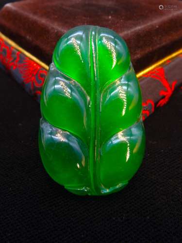 Green Jade Pendant in Leaf form