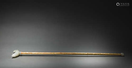 Copper and Golden and Jade Cane from Qing