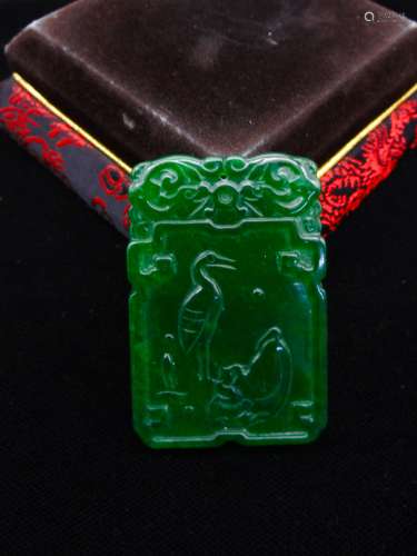 Green Jade Pendant in Carne Design
