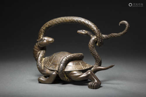 Bronze Ornament in Snake and Turtle form