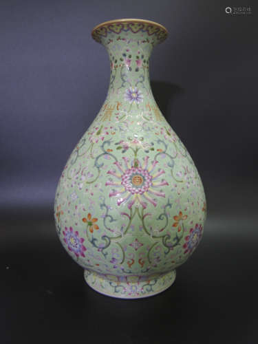 Famille Rosed Prunus Vase  from Qing