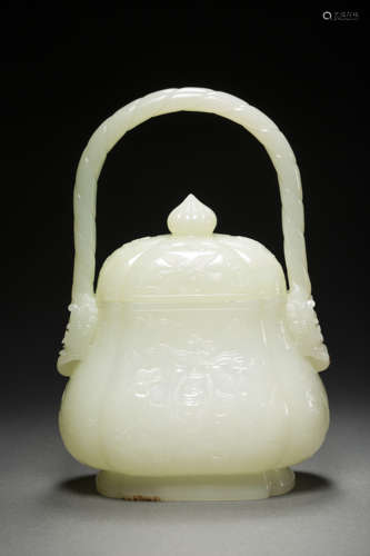 HeTian Jade Holding Vase from Qing