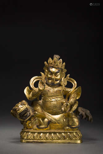 Copper and Golden Buddha Figure from Qing