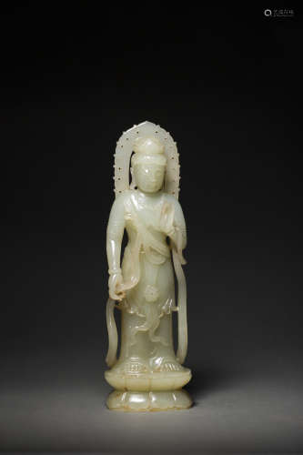 Jade Avalokitesvara Figure from Qing