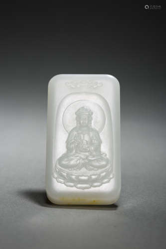 HeTian Jade Pendant of Avalokitesvara from Qing
