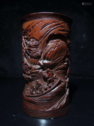 Bamboo Carved Pen Holder from Old Collection