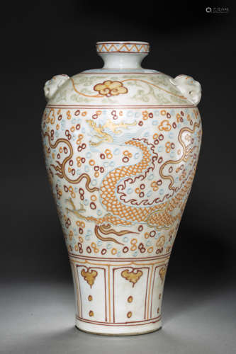 Famille Rosed Prunus Vase  from Yuan