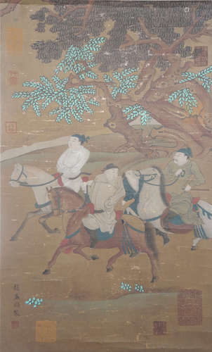 Ink Painting of Riding Horses