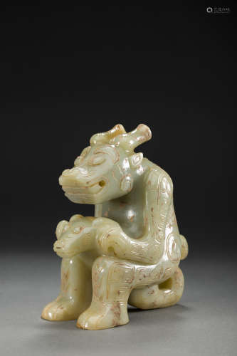 Jade Ornament in Beast form from Western Zhou