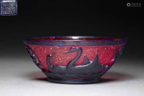 Red Glazed Colour Enamels Bowl from Qing