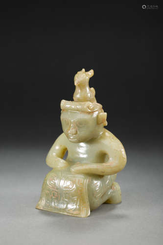 Jade Ornament in Human Statue from Western Zhou