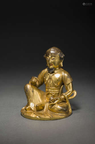Copper and Golden Avalokitesvara Statue from Ming