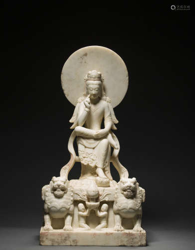 White Marble Stone Buddha Statue from Qing