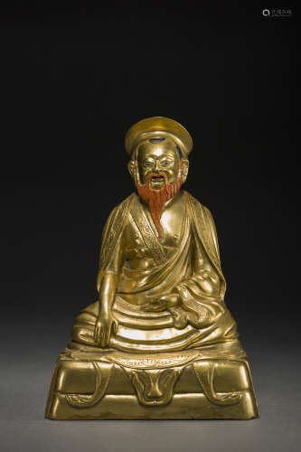 Copper and Golden Buddha Figure from Qing