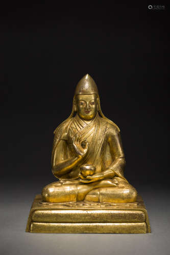 Copper and Golden Tsongkhapa Sttaue from Qing