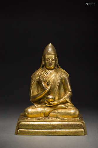 Copper and Golden Tsongkhapa Sttaue from Qing