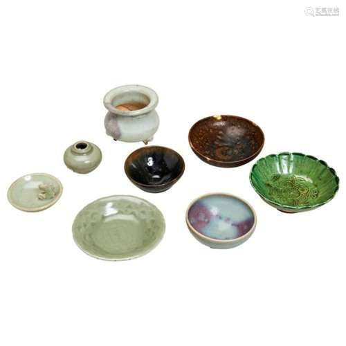GROUP OF EIGHT CHINESE GLAZED-POTTERY PIECES SONG DYNASTY OR...